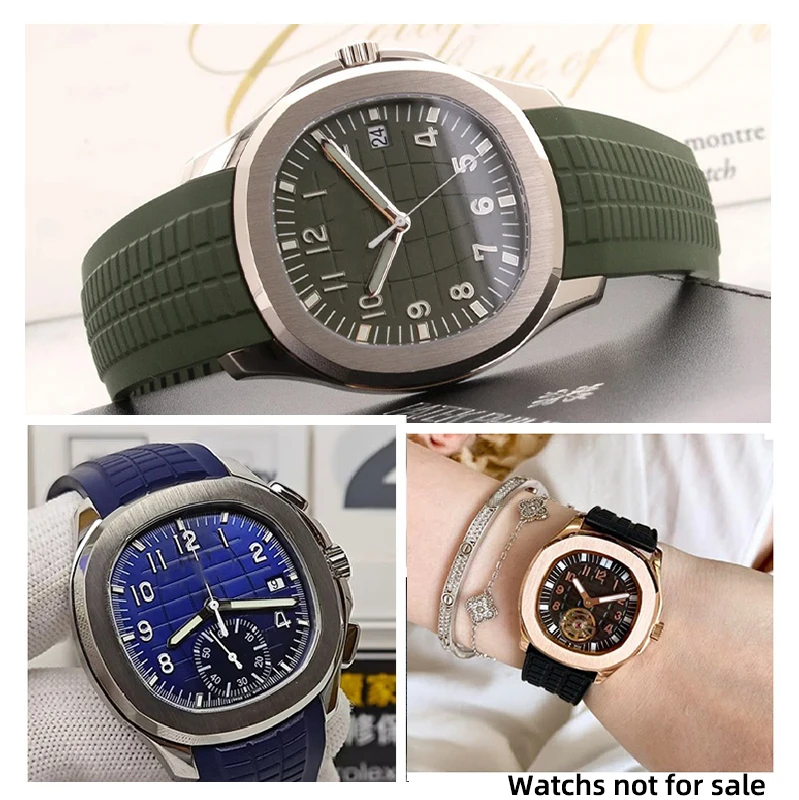 21 مللي متر منحني نهاية FKM سوار ل باتيك فيليب 5167 FKM حزام PP AQUANUT 5164 فيتون حزام الأزرق البني الزيتون الأخضر للطي مشبك