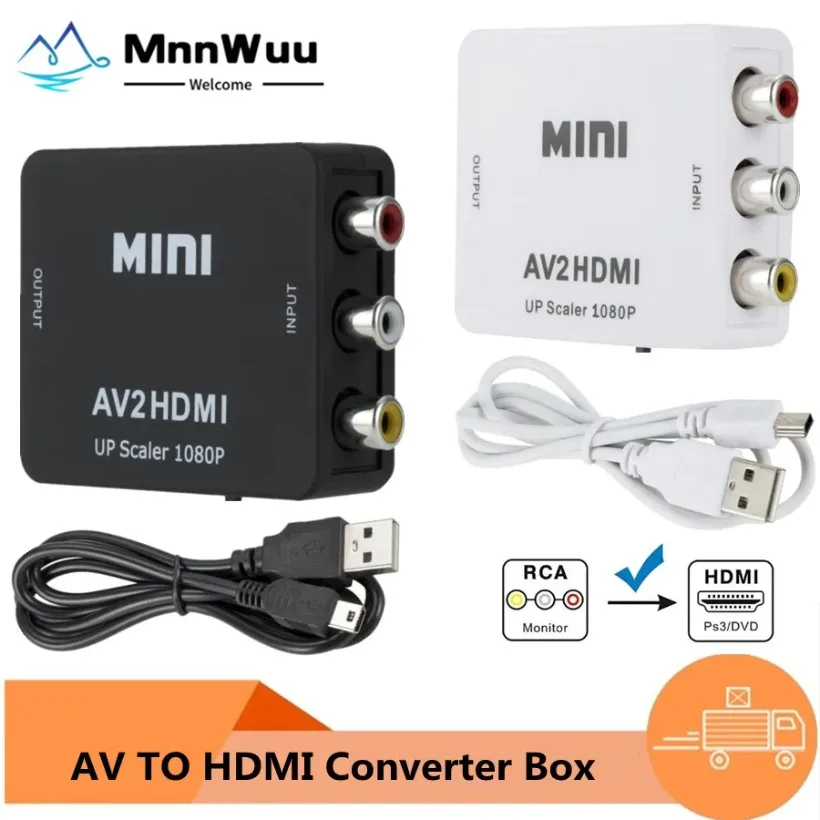 

Full HD AV TO HDMI-compatible Converter Female To Female RCA Adapter Composite CVBS To HDMI-compatible AV2HDMI Audio Converter