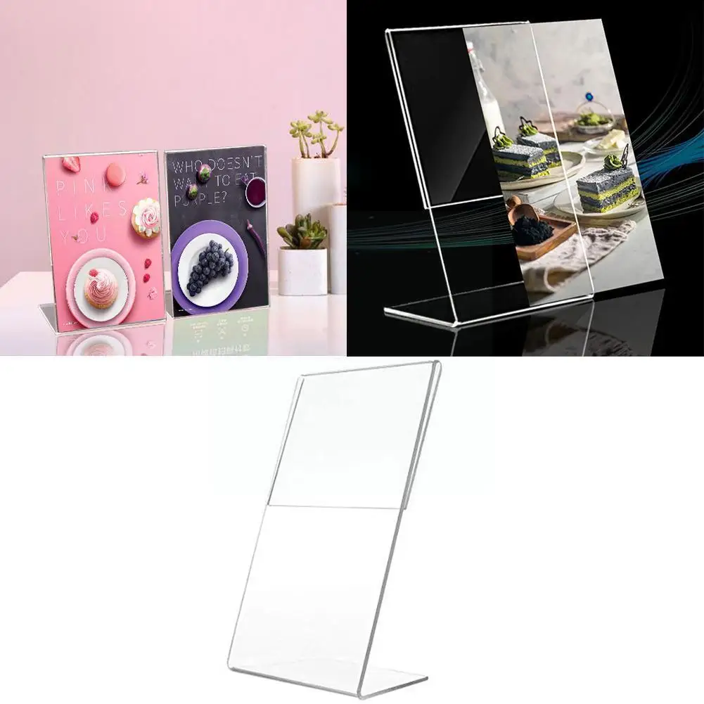 

5pcs Acrylic Transparent Card Holder Stand Desk Sign Card 1.3mm A6 Display Label Holders Price Frame Stand Label Paper Hold H8q1