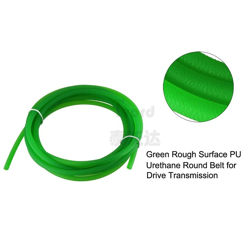 

1.5mm-18mm Round Conveyor Drive Belt PU Green Rough Surface Transmission Belts