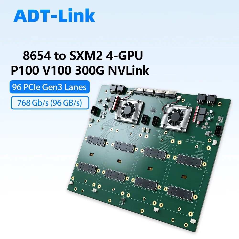

SXM2 To 8654 Adapter Card 4-GPU for NVIDIA Tesla V100 P100 Backplane Module 300G NVLink 4-Port 4‑Way GPU Expansion AI Computing