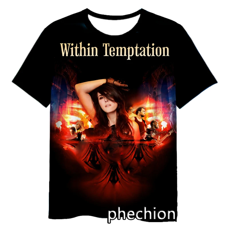 phechion New Fashion Men/Women Within Temptation 3D Print Short Sleeve T-Shirt Casual Hip Hop Summer T Shirt Tops S223