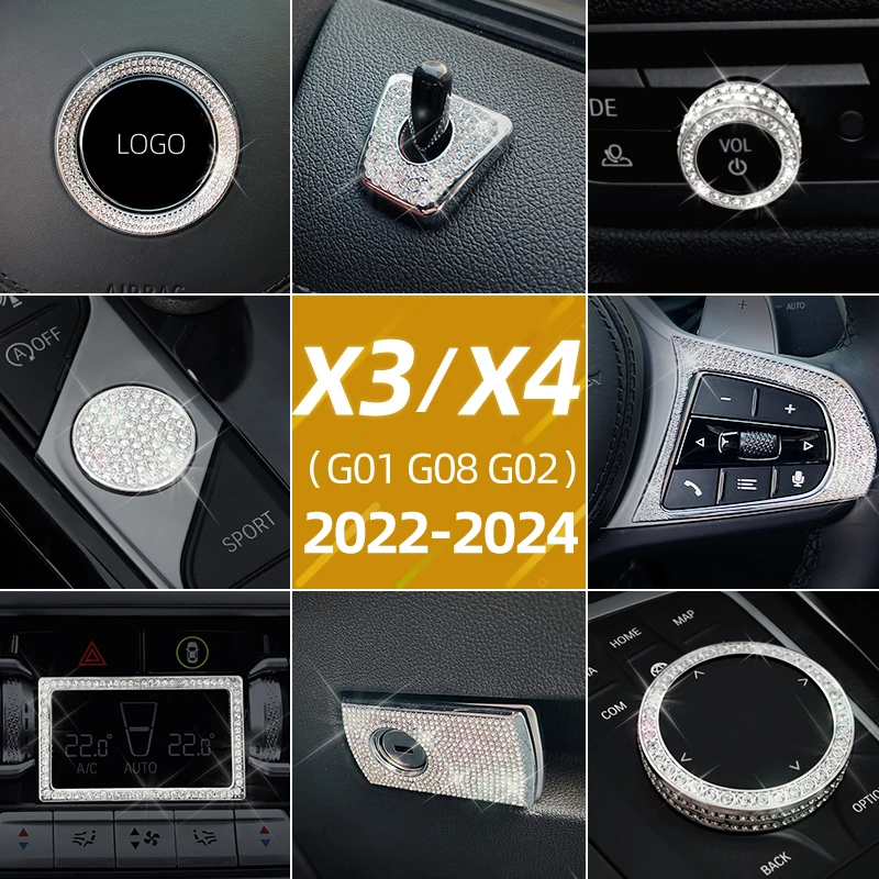 

For BMW G01 G08 G02 X3 iX3 X4-Class 2022-2024 New X3 X4 iX3 Series Car Interior Steering Wheel Air Outlet Diamond Decoration