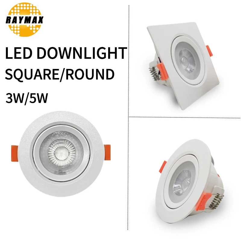 LED Downlight 110/240V 3W 5W okrągłe kwadratowe światło sufitowe LED ciepłe białe zimne białe 1 sztuk/partia punktowe światło LED