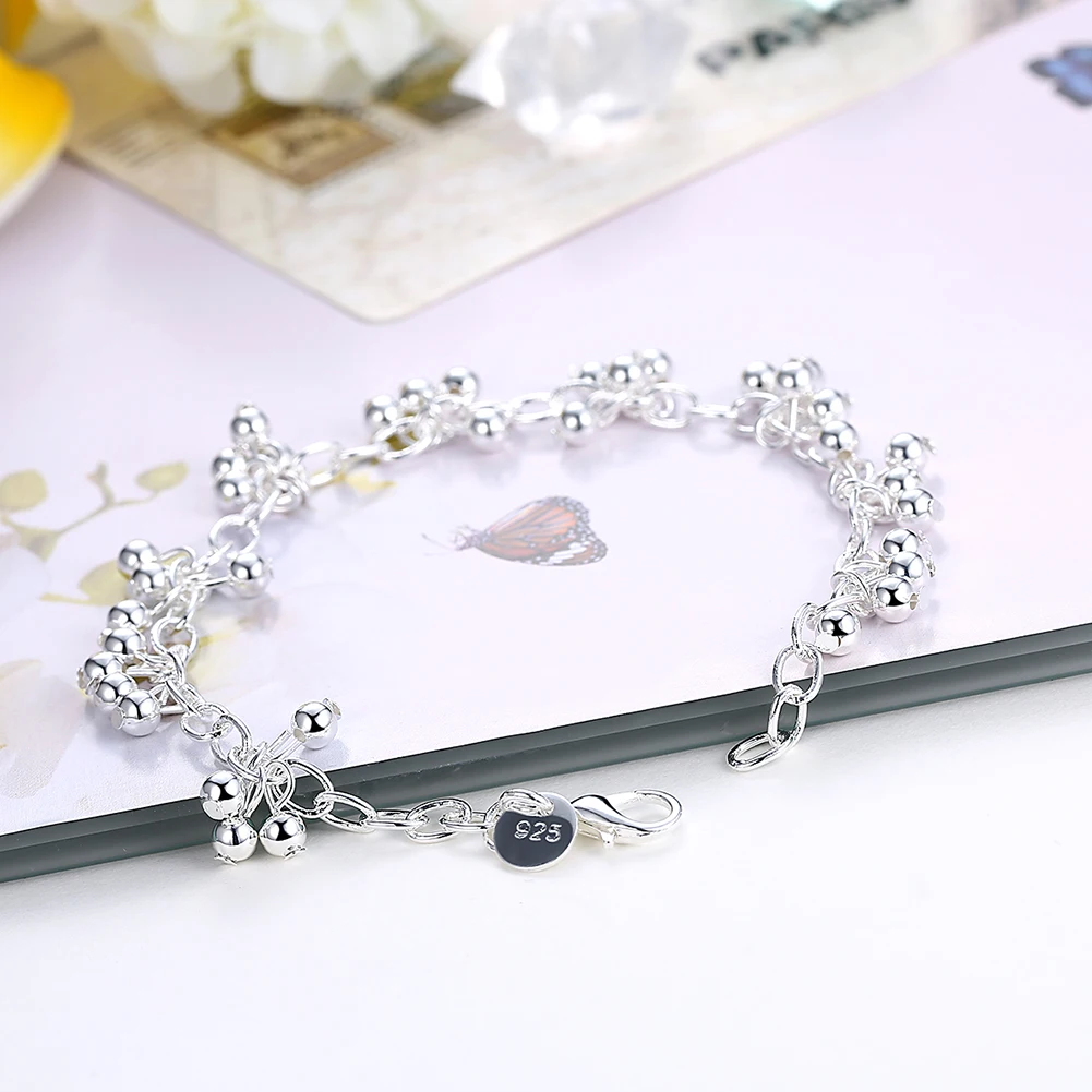 Beautiful silver Color bracelets nice for wedding women chain Bracelet Charm beads fashion gorgeous jewelry wholesale