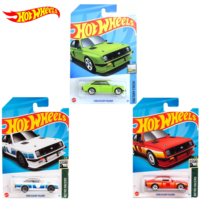 Genuine Hot Wheels Car Ford Escort RS2000 Kids Boys Toys for Children 1/64 Diecast Factory Fresh Model Vehicles Birthday Gift