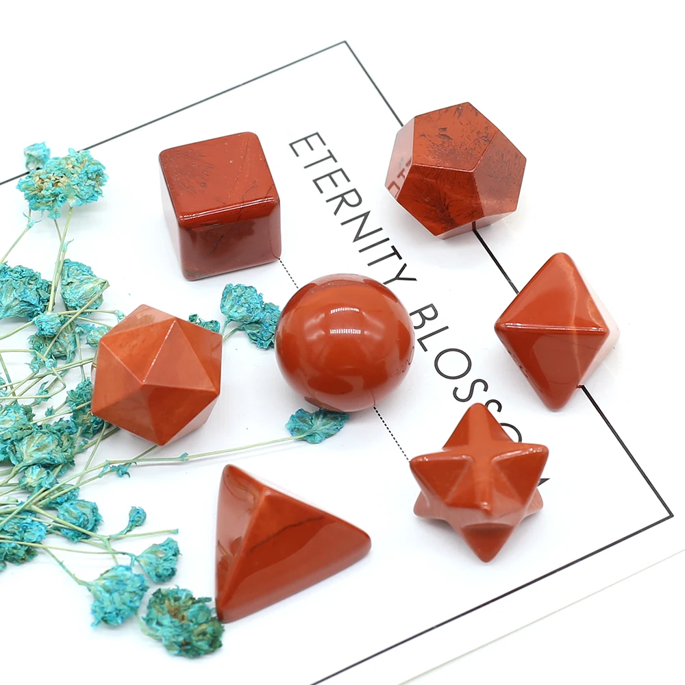 7Pcs Natural Gemstone Platonic Solids Reiki Heal Energy Icosahedron Tetrahedron Crystal for Home Decoration Stone