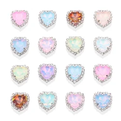 6Pcs Silver Purple Claw Rhinestone Love Heart Glitter Crystal Stone Bead Garment Crafts Sew On Rhinestones for Clothes Gems