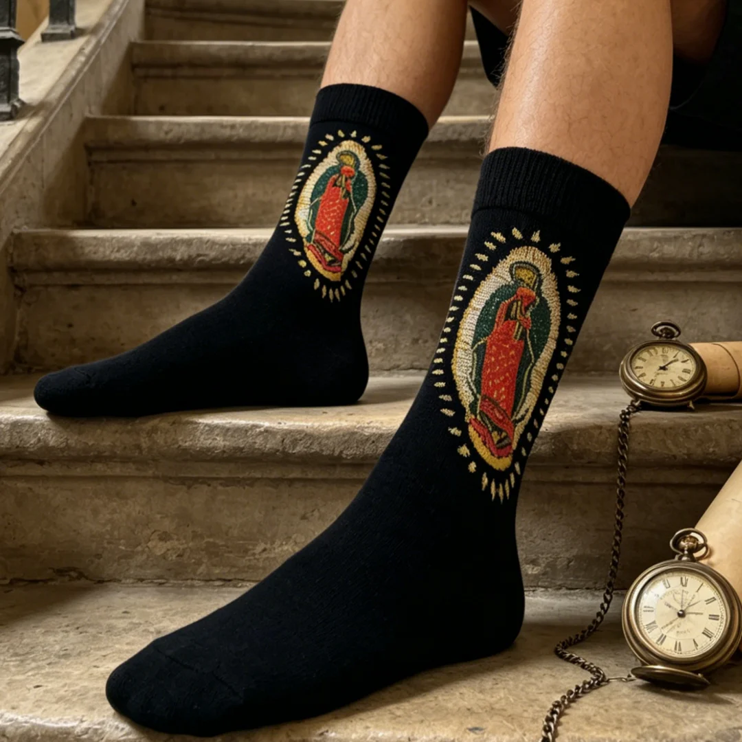1 Pair Glitter Portrait Fashion Street Men's Mid Calf Socks