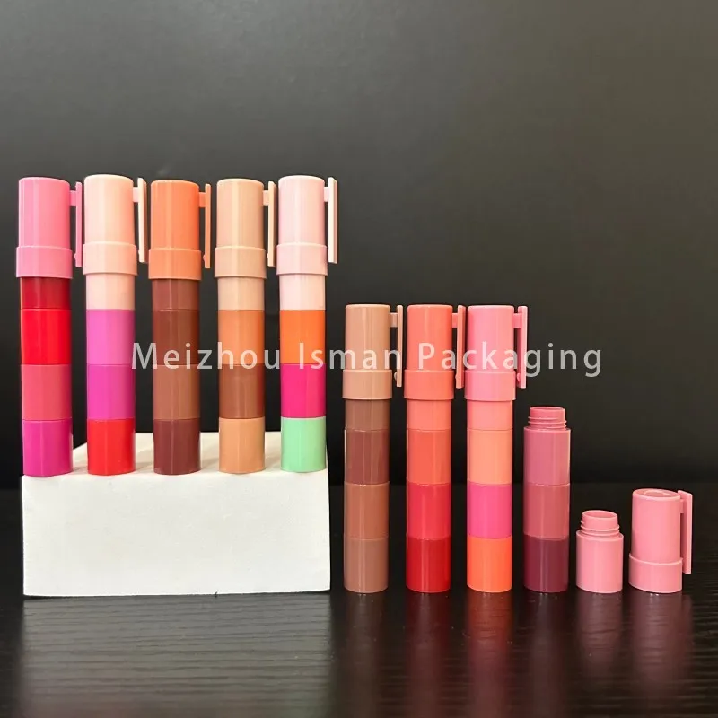 50Pcs 4in1 Pen Shaped Removable Lipstick Lip Balm Packaging Cute Crayon Style Eye Shadow Container