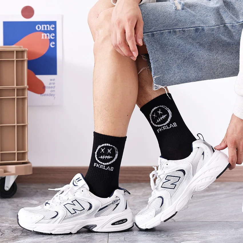 New Fashion Men Socks Cotton Women Ins Style Funny Socks Game Style White Cartoon Socks for Men and Women Socks