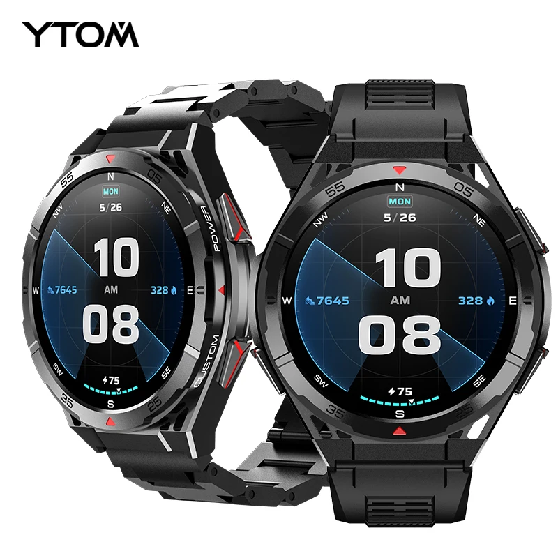 YTOM X2 GPS 3ATM Waterproof SmartWatch Compass 1.43inch Amoled HD Round Screen Sports Smart Watch PK Stratos 2 Ultra For Men