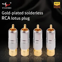 4pcs Hifi 24K Gold Plated RCA Plug Audio Cable Speaker For Hifi Video TV Connector Lockable Adjustable Audio Adapter