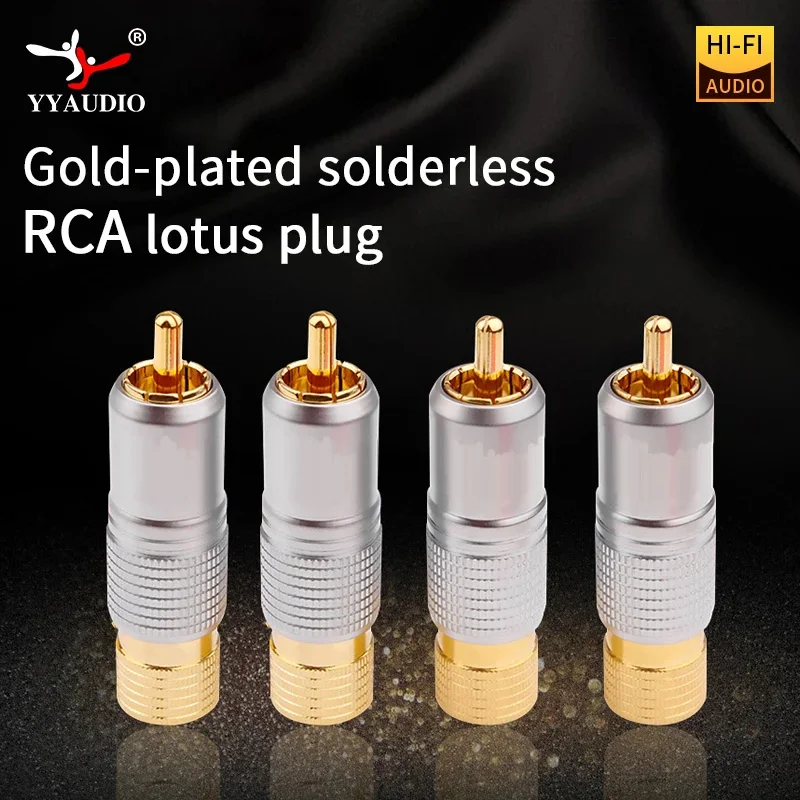 4 szt. Hifi 24K pozłacana wtyczka RCA kabel Audio głośnik do Hifi Video TV złącze zamykany regulowany adapter audio