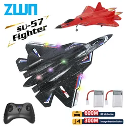 ZWN RC Aereo SU35 Con Luci A LED 2.4G Aereo di Controllo Remoto Modello Volante Aliante SU57 EPP Schiuma Aereo Giocattoli Per Il Regalo Dei Bambini