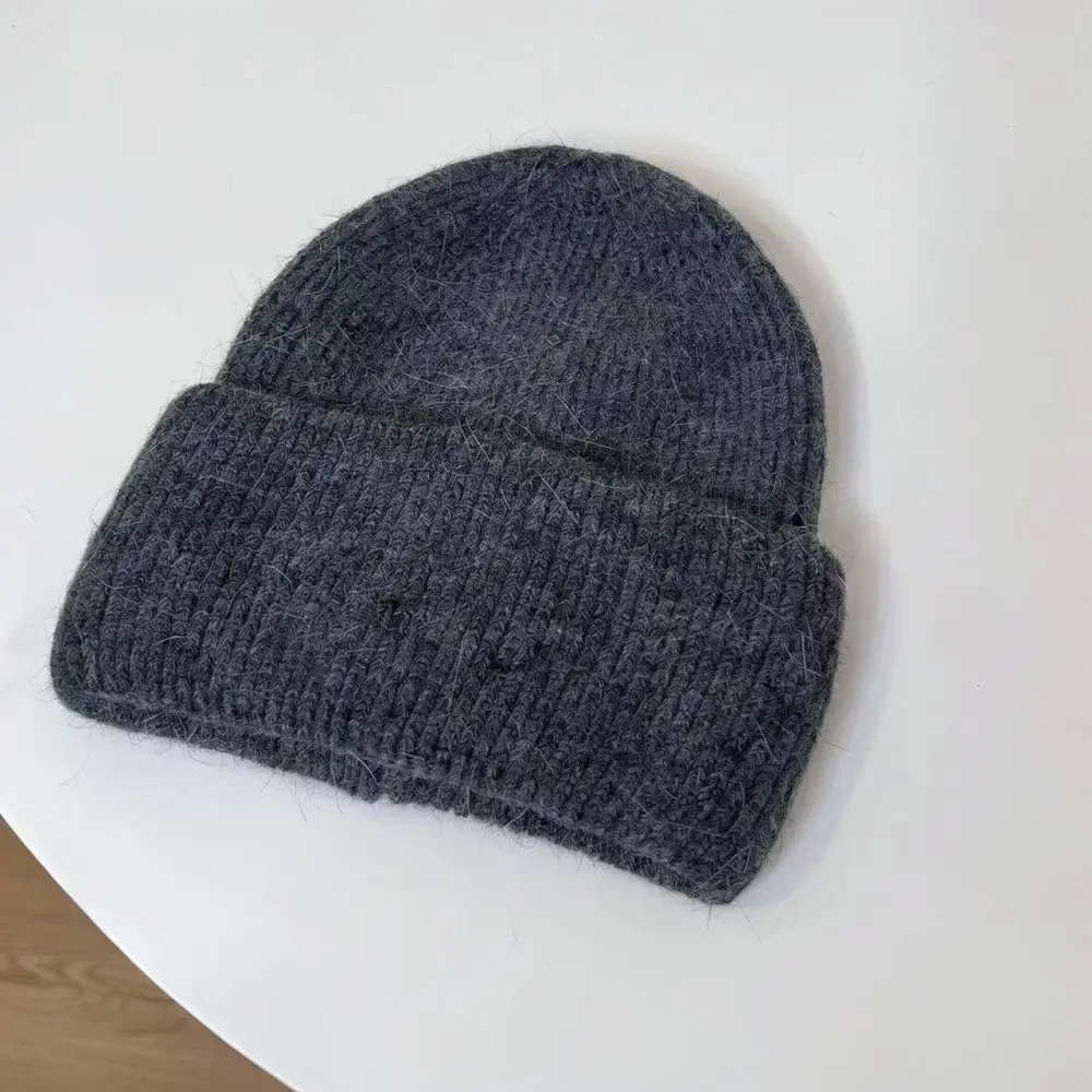 Soft Ribbed Knitted Beanie Hat Women Winter Warm Cap Casual Fashion Candy Color Elastic Bonnet Elegant Outdoor Accessory