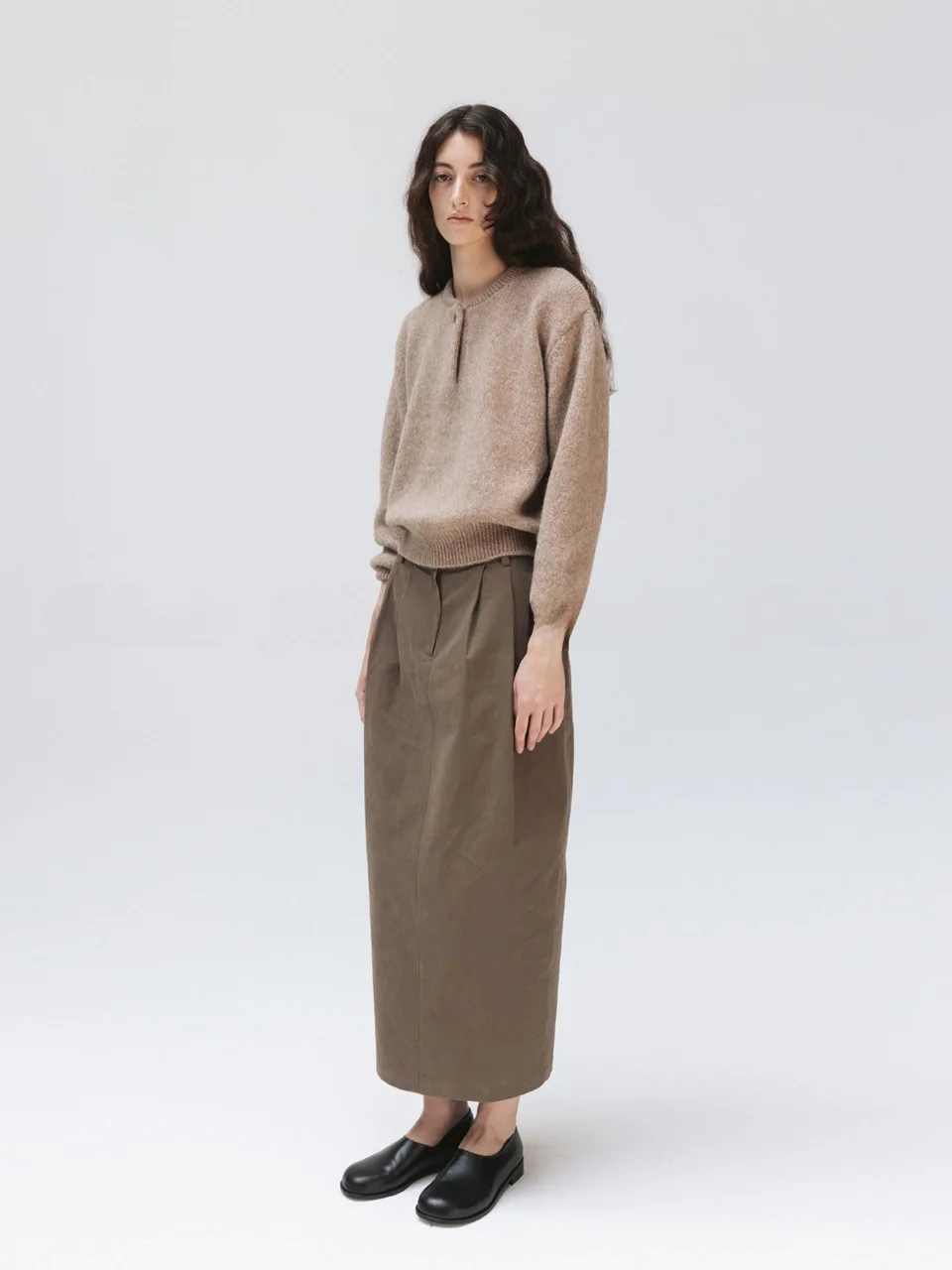 

Moia 25 Зимний однотонный вязаный пуловер из смесовой шерсти с одной пуговицей, женский теплый термотоп прямого кроя с длинным рукавом