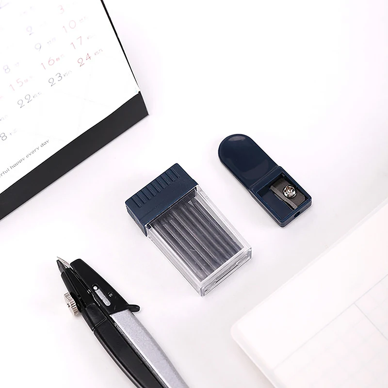 1 Set Mine Compas Pointer Sharpener Pencil Lead Stationery Compass Core With 2mm Manual Office Portable Storage