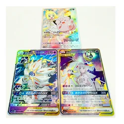 3Pcs/set Pokemon Diy Lillie Self-Control Ptcg Collect Signature Trading Flash Card Anime Cartoon Gift Color Flash