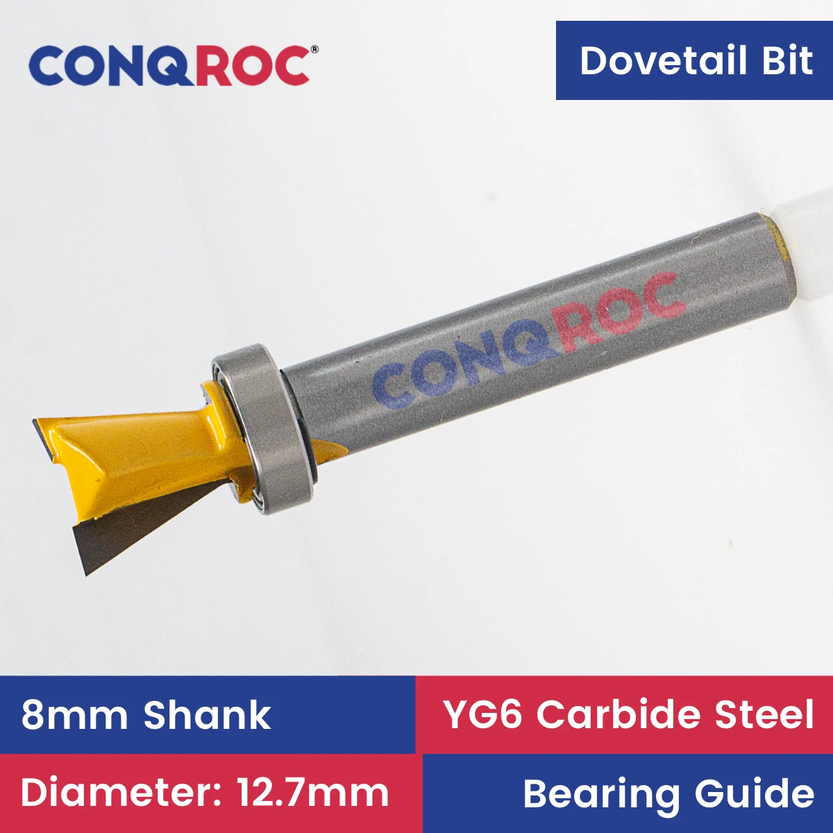 Woodworking Dovetail Router Bit 8mm-Shank Diameter-12.7mm Drawers Boxes Joint Making Bit with Top Bearing