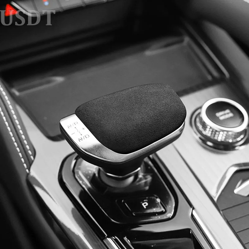 For Geely MONJARO 2023 2024 KX11 Xingyue L 2022 2025 Accessories Leather Car Gear Shift Knob Cover Suede Cap Protective Mat