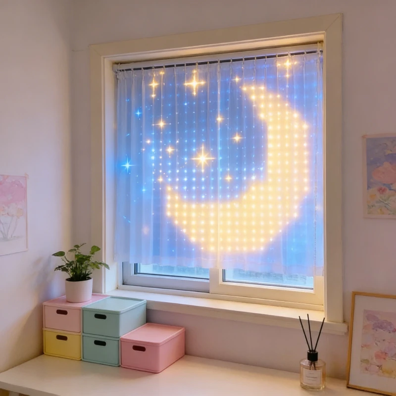 LED Curtain Lights Mood Light DIY App Pattern Fairy String Lights USB Remote for Bedroom Garden Party Wall Backdrop Decor