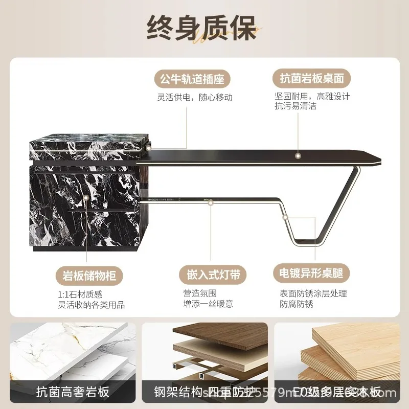 

Island table integrated high-end slate Italian minimalist table high-end open kitchen restaurant guide table