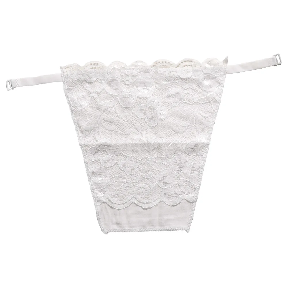 

Flower Strapless Insert Wrapped Chest Double Layer Mesh Lace Anti-Glare Tube Top Strapless Bra Wrap Overlay Panel Vest