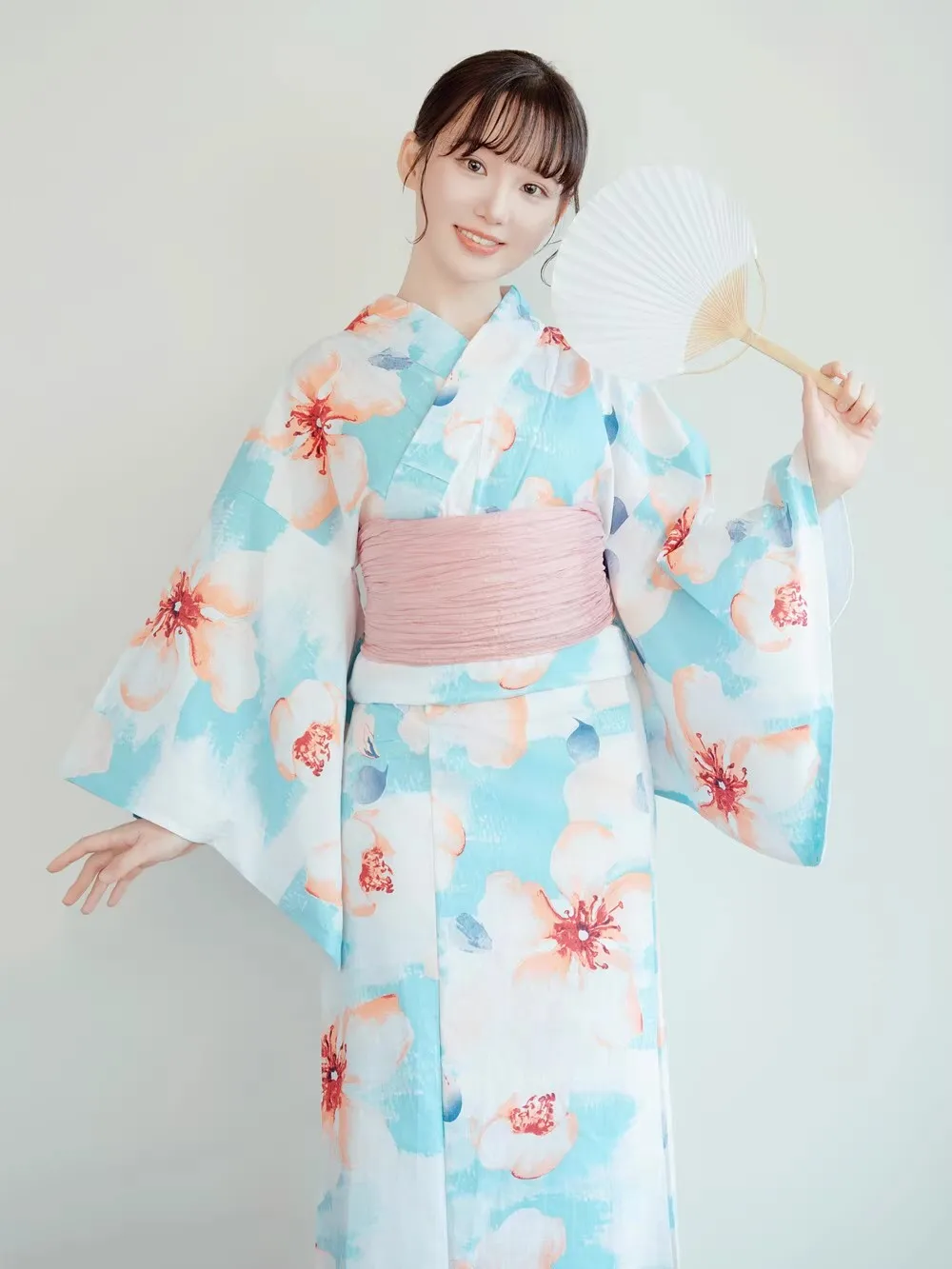 

New Japanese Yukata Women Traditional Style Comforts Cotton Texture Travel Portrait Clothing 163cm length free size