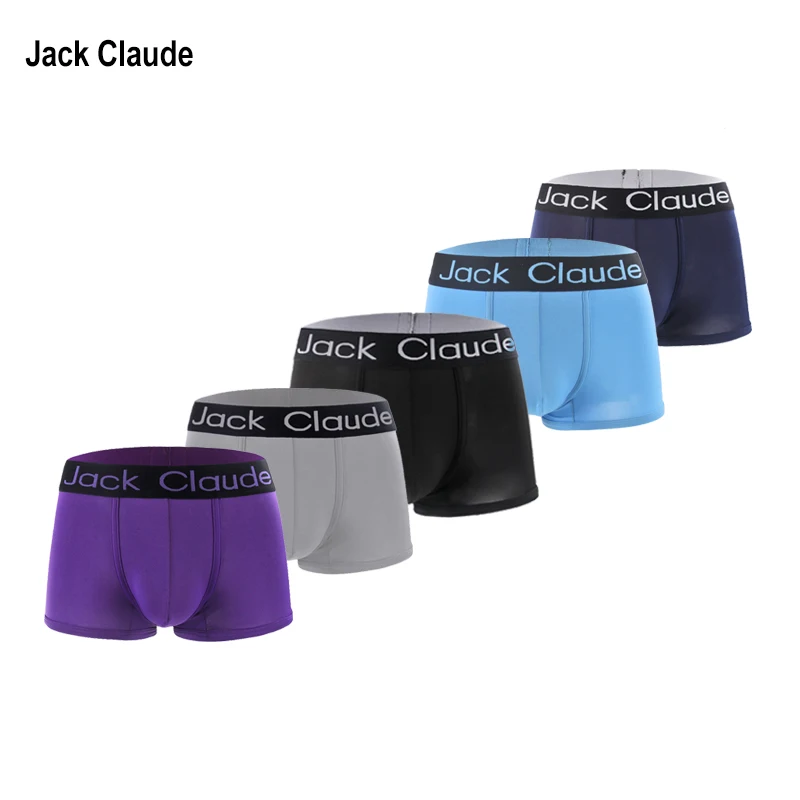 JACK CLAUDE 5pcs Men Underwear Majtki Meskie Solid Sexy Lingerie Boxer Briefs Wholesale Lots BoxerShorts Panties Underpants