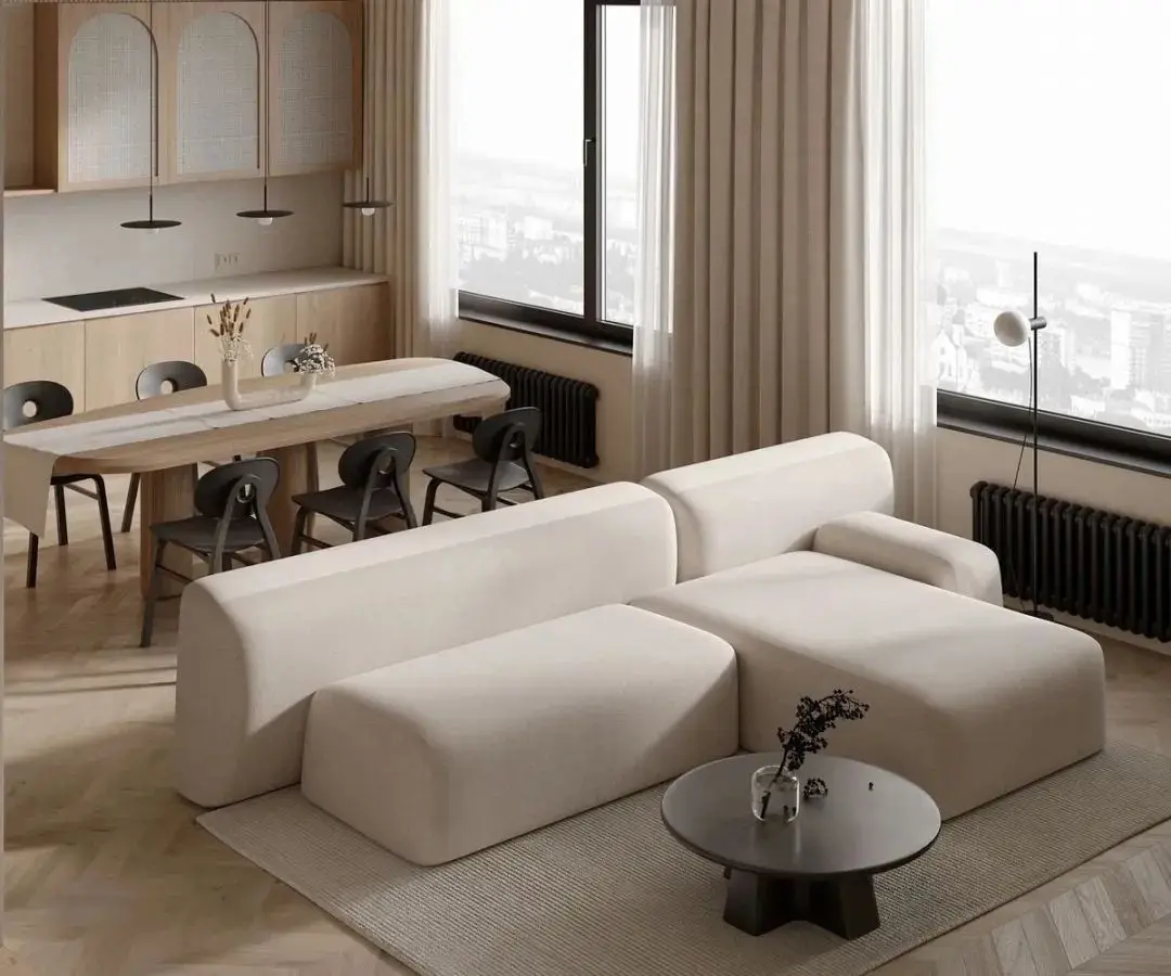 Sanhai تصميم داخلي بسيط على الطراز الداخلي، رسم البناء، خطة رئيسية، تخطيط الفضاء، خدمة غرفة المعيشة، منزل مفصل