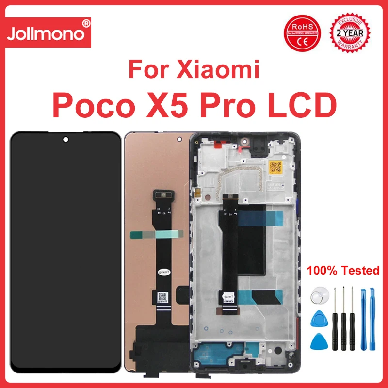 

Poco X5 Pro Display Screen Replacement, for Xiaomi Poco X5 Pro 22101320G 22101320I Lcd Display Digital Touch Screen with Frame