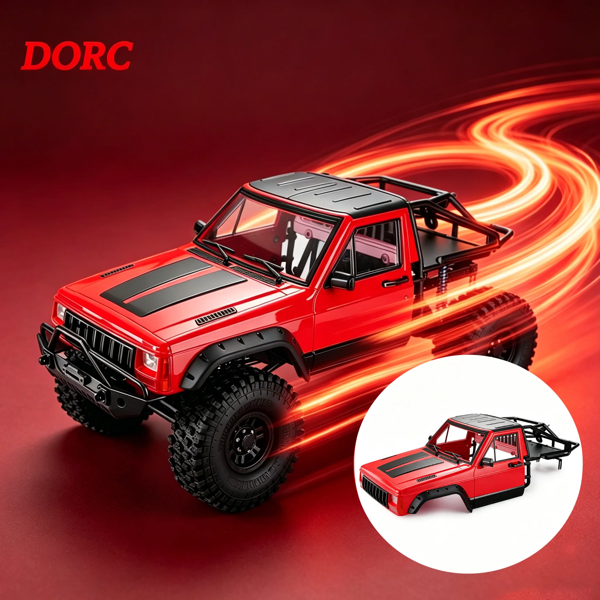 Axial SCX10 TRX4 90046 Cherokee Hard Plastic Body Shell + Nylon Back-Half Cage Unassembled