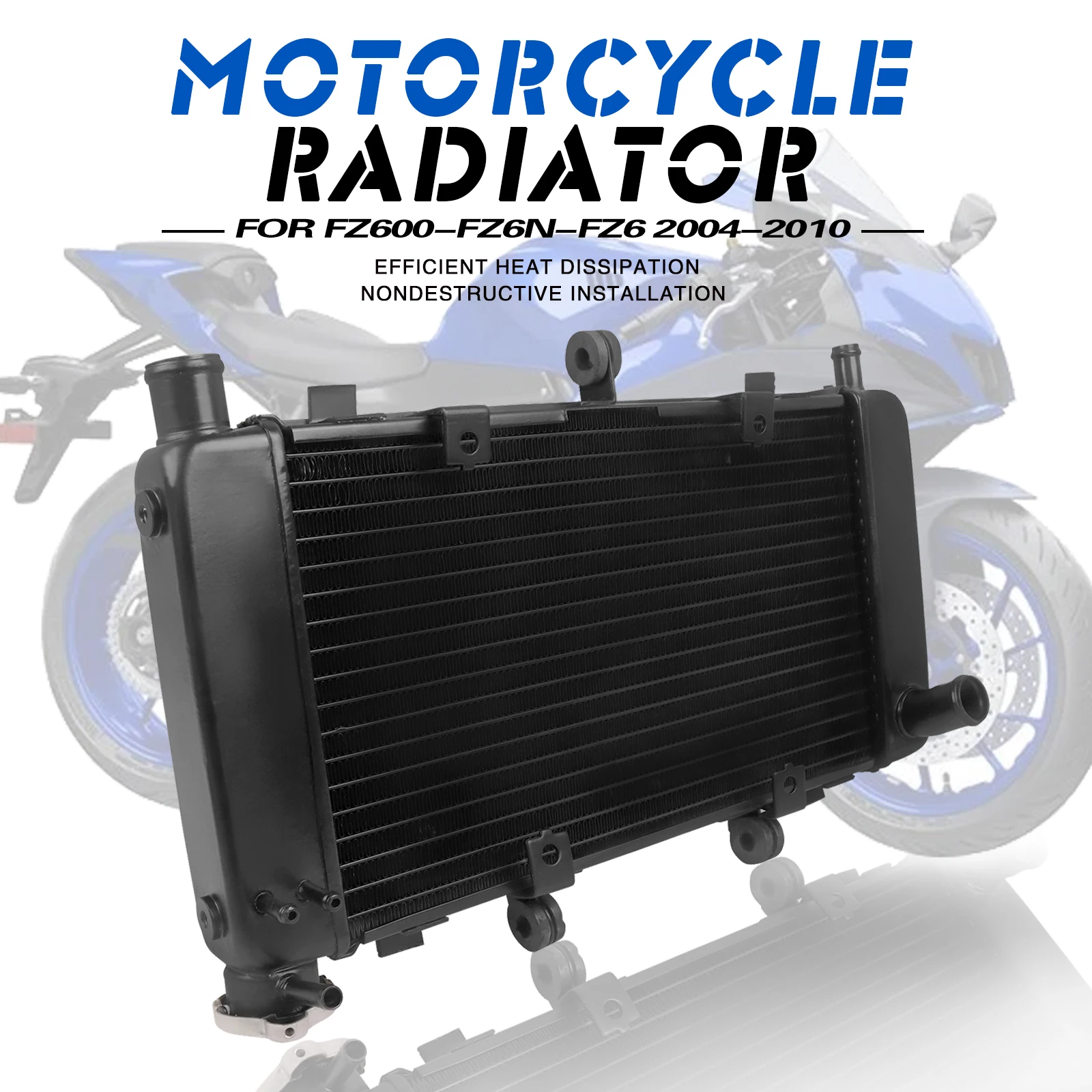 Motorcycle Aluminium Engine Radiator Cooler Cooling System Water Tank For Yamaha FZ600 FZ6 FAZER FZ6N FZ6S 1998-2010