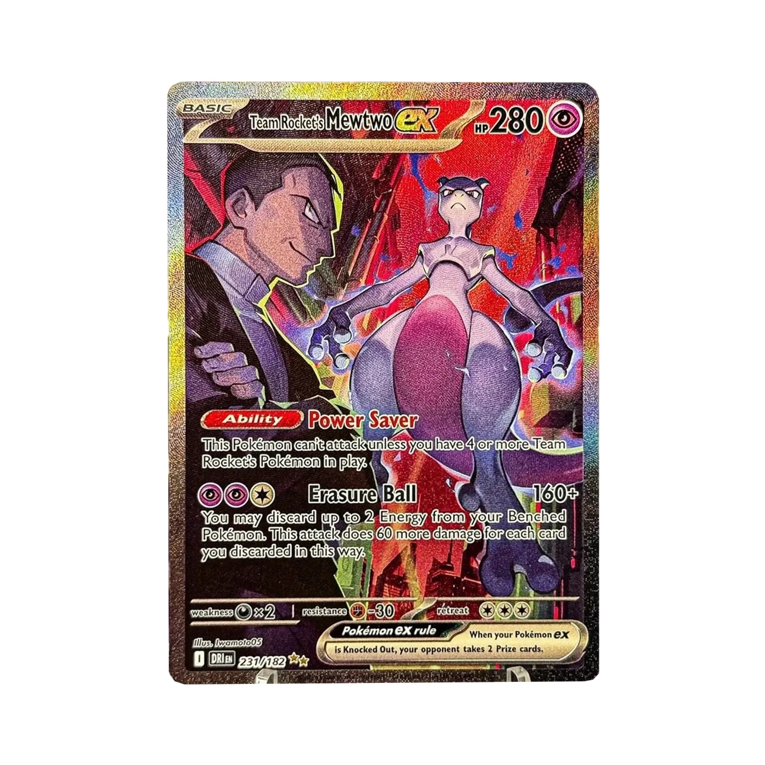 Diy Self Made Team Rocket Mewtwo Ex Collection Card Refraction Color Flash Giovanni Anime Cards Gift Toys