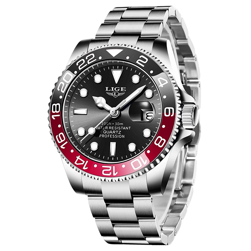 LIGE Top-Marke Mode Herrenuhr Business Luxus Quarz-Armbanduhren Leuchtend Wasserdicht Stahl Sportuhren Herren Geschenke Reloj