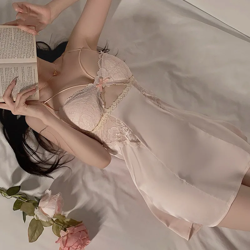 เซ็กซี่ผู้หญิง Robe ชุดนอนสบายๆสีทึบเสื้อคลุมอาบน้ํา Nightdress Silky ซาติน Homewear สวมใส่