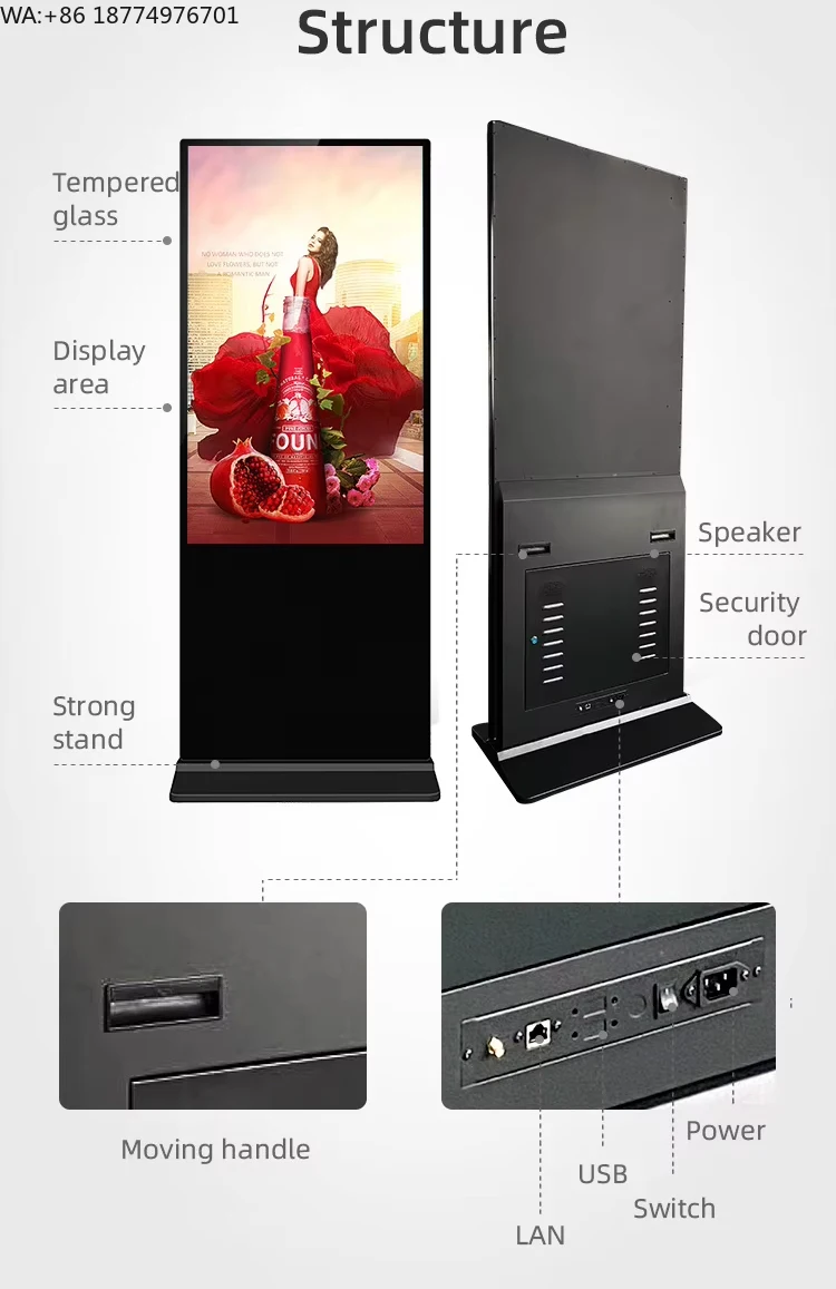 

50 Inch Digital Signage Kiosk LCD Touch Screen Smart WIFI Floor Stand Advertising Player with Animation for Shopping Mall