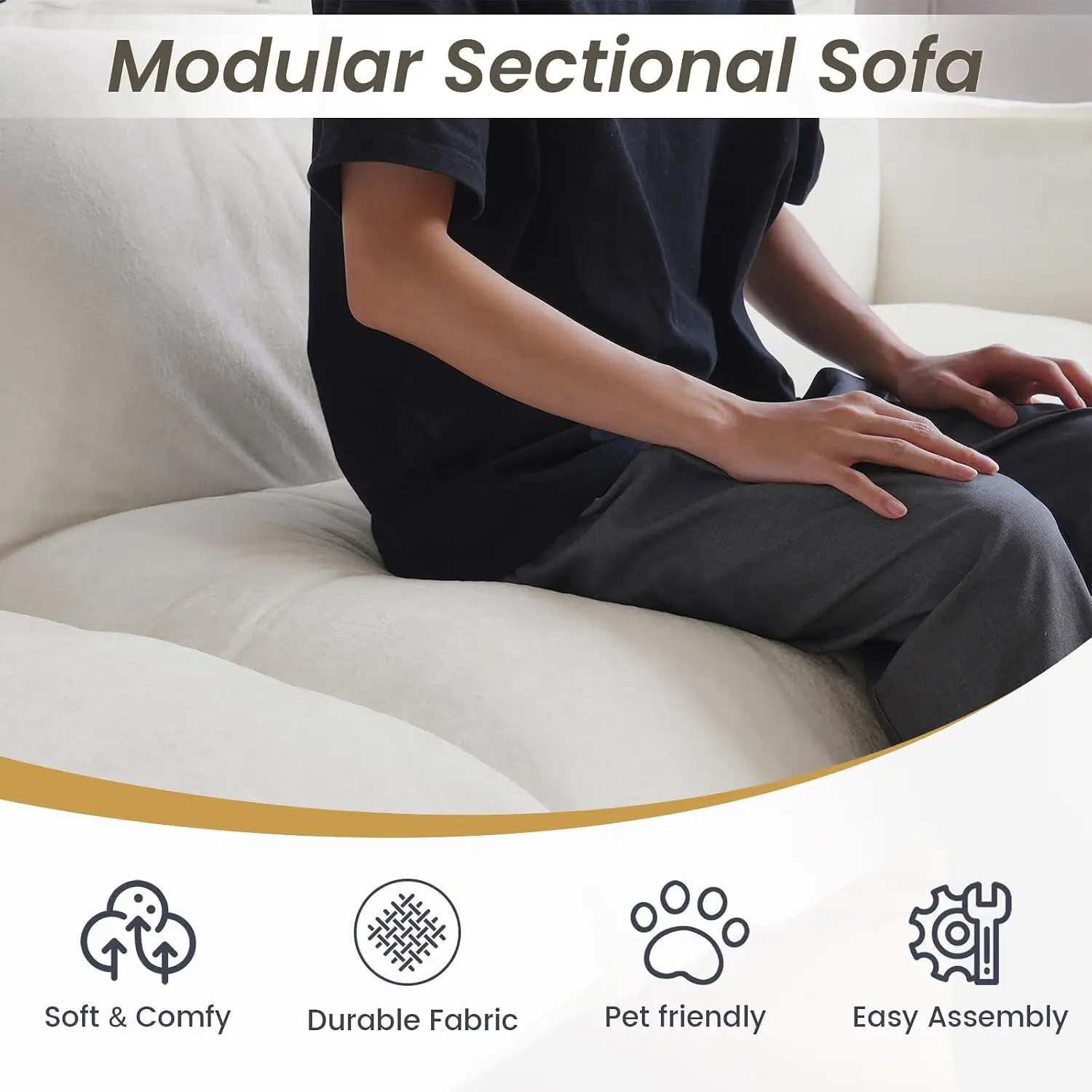 U-Shaped Sectional Sofa with Chaise, 4-Seat Velvet Couch, Removable Cushions, 8