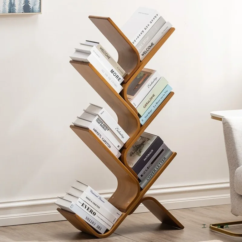 Tree-shaped Small Bookshelf Shelf Floor-to-ceiling Wall Simple Children's Creative Narrow Bookcase Living Room Home Storage