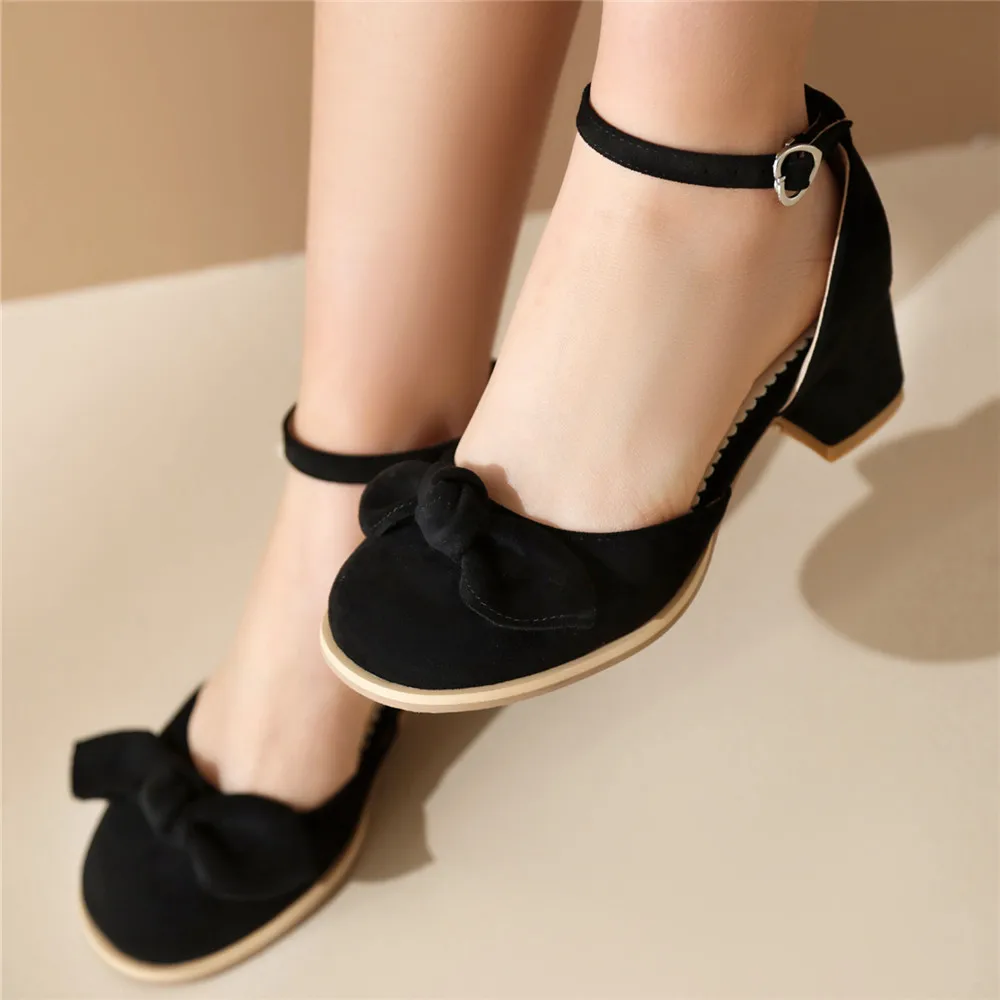 2024 Spring Women High Heels Mary Jane Pumps Party Wedding Black Pink Beige Bow Princess Party Block Heel Lolita Shoes Size32-46