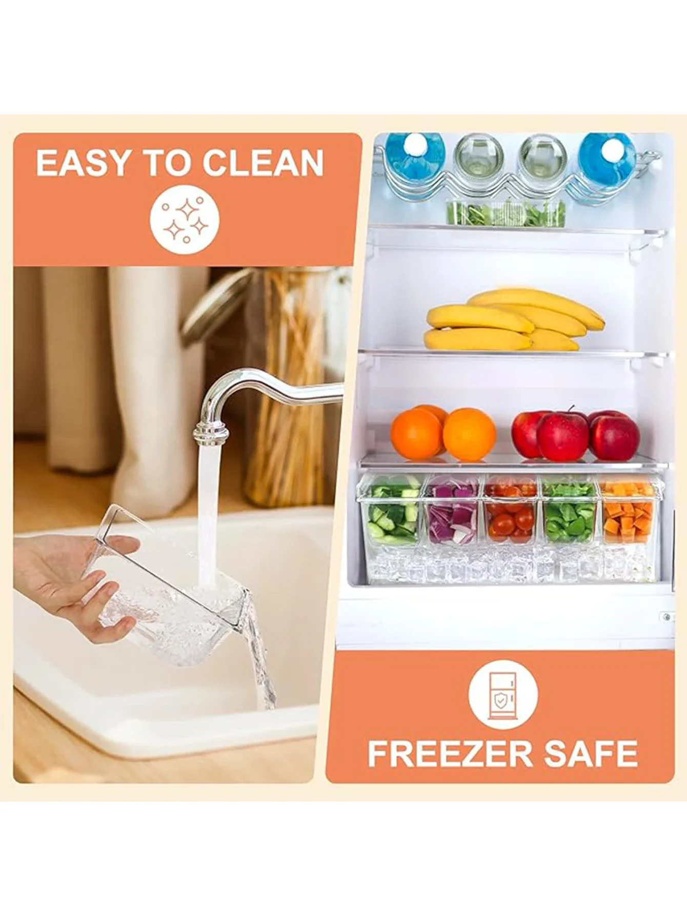 1 قطعة صينية سلطة 5 شبكات - مجموعة خادم توابل بلاستيكية شفافة مع غطاء، مناسبة للمنزل والبار والحفلات والشواء