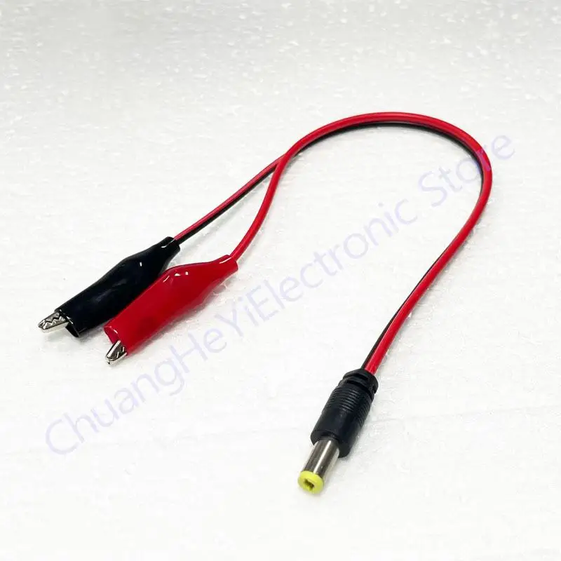 1PC 2 Alligator clip to 1 Male DC Power Plug Connector Adapter 20cm Wire DC 5.5*2.1mm Red Black Clips Crocodile Test Leads