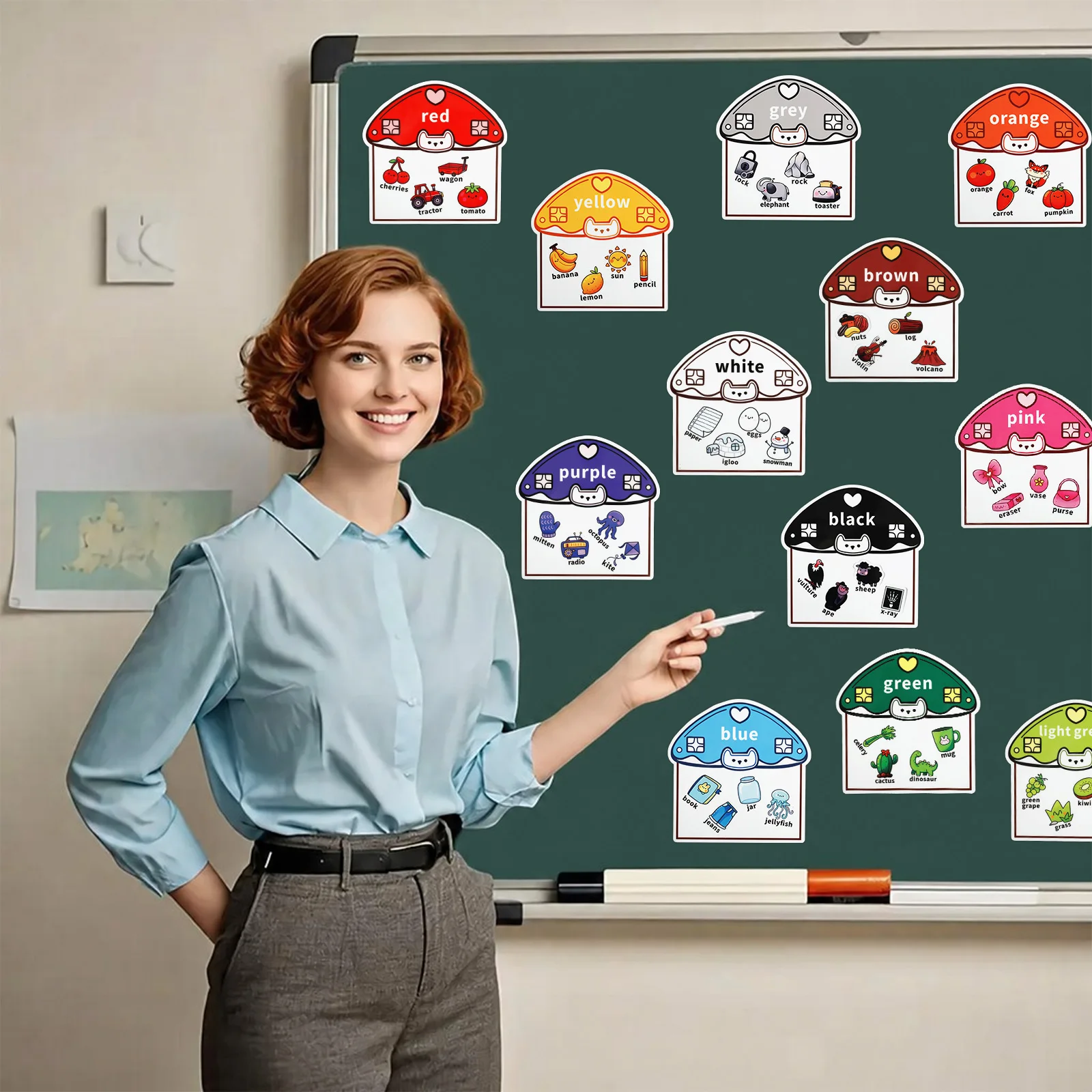 12Pcs Colorful Refrigerator Magnets Early Educational Magnetic Color Sorting Set Matching Color Shape Activity Sorting Game