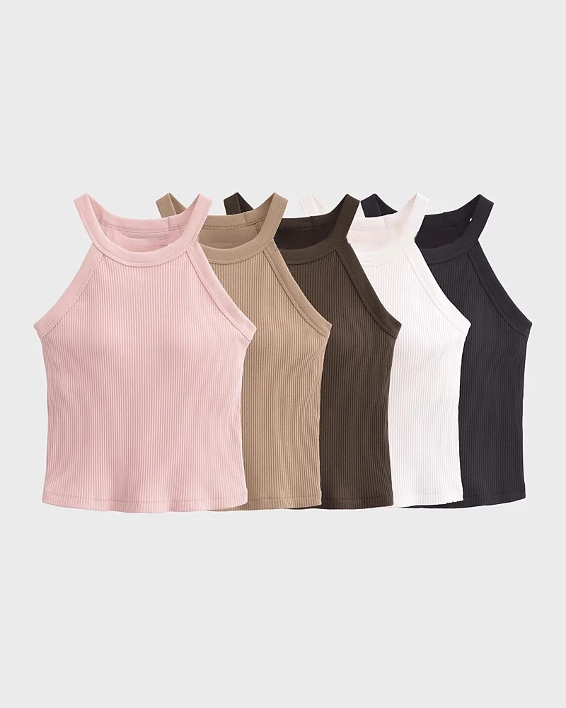 Hanging neck sleeveless suspender women's innerwear with chest cushion vest cup cover integrated gathering outerwear