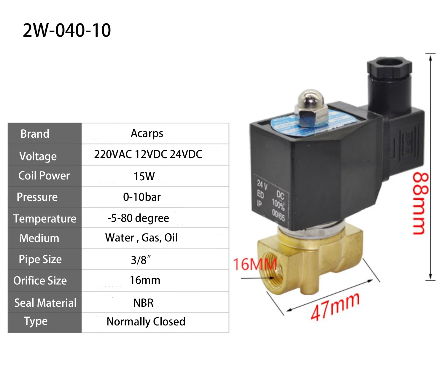 Válvula Solenoide latón  2 