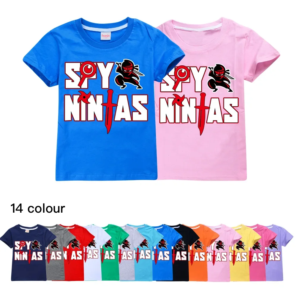 

SPY NINJA Girls Short-sleeved T-shirts Children's Summer Cotton Casual Tops Kids Clothes Boys 2 To 16 Youth Clothing Graphic Tee