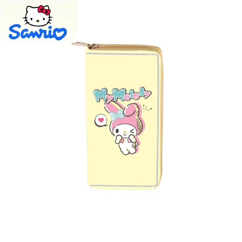 Sanrio Hello Kitty Kuromi длинный кошелек на молнии женский многофункциональный кошелек для хранения карт сумка для удостоверения личности общественного транспорта