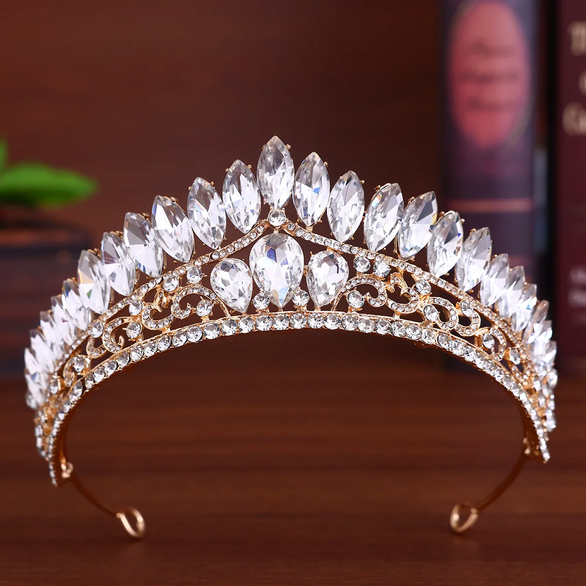 DIEZI 5 Colors Elegant AB Crystal Tiara Crown Women Girls Wedding Birthday Party Baroque Luxury Rhinestone Crown Hair Jewelry