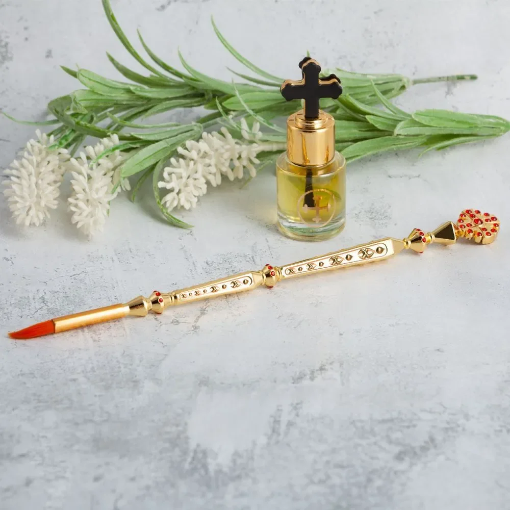 HT Church Product Supplier Gold Plated Baptism Pen Shape Sprinker Orthodox Bishop Father Pastor Priest Ritual Accessory